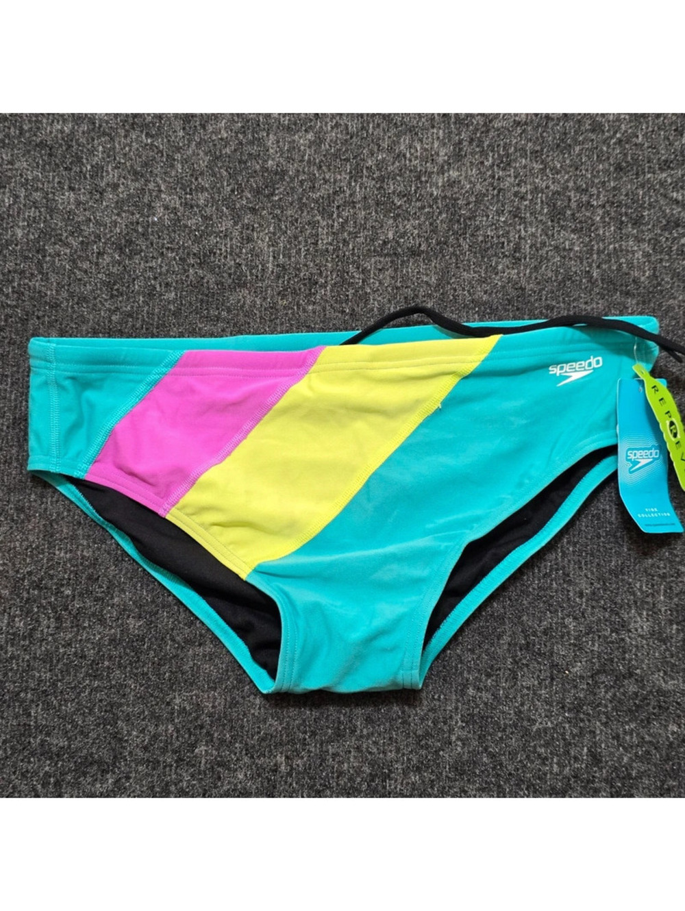 Speedo Mens 38 Swim Briefs NWT Eco Endurance Vibe Collection Acid Lime Pizza
